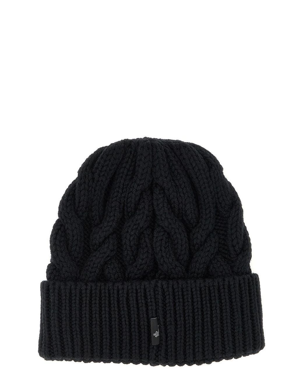 Moncler Black Grenoble Logo Patch Knitted Beanie