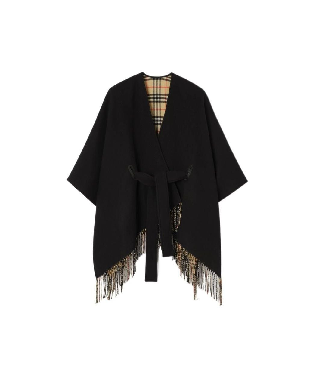Burberry Black Wool Tay Cape