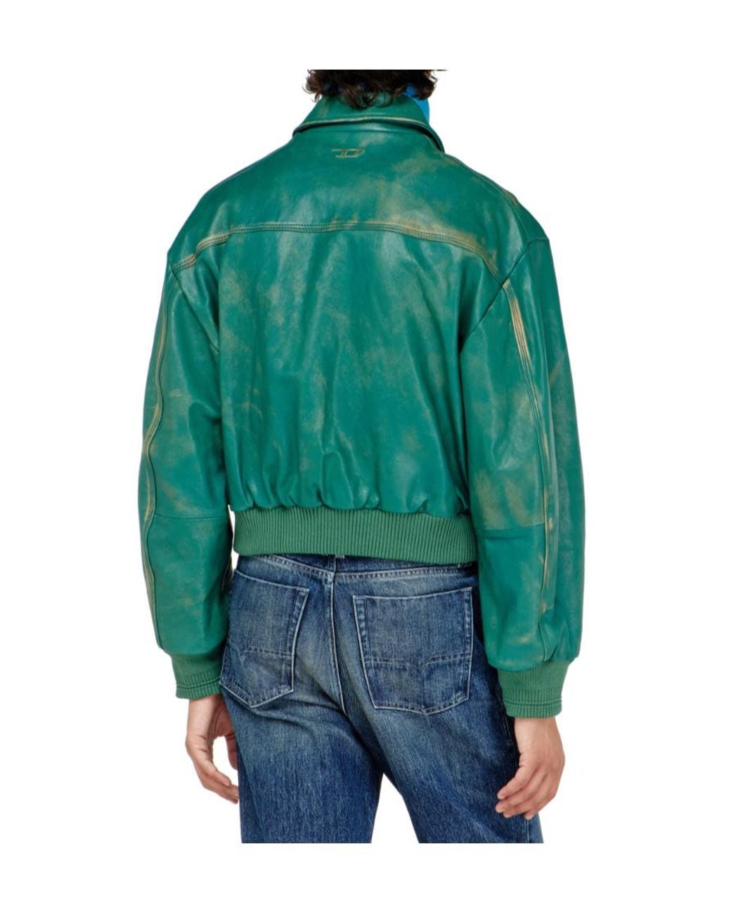 DIESEL Green Apos;S Uman Cropped Leather Jacket for men