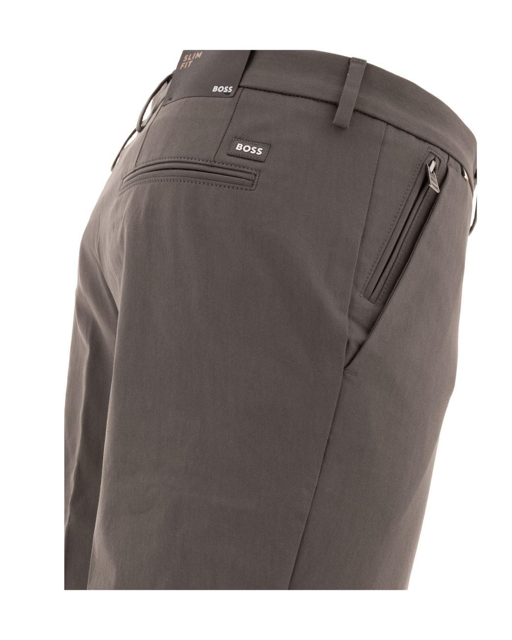 Boss Gray Boss Stretched Slim-Fit Trousers for men