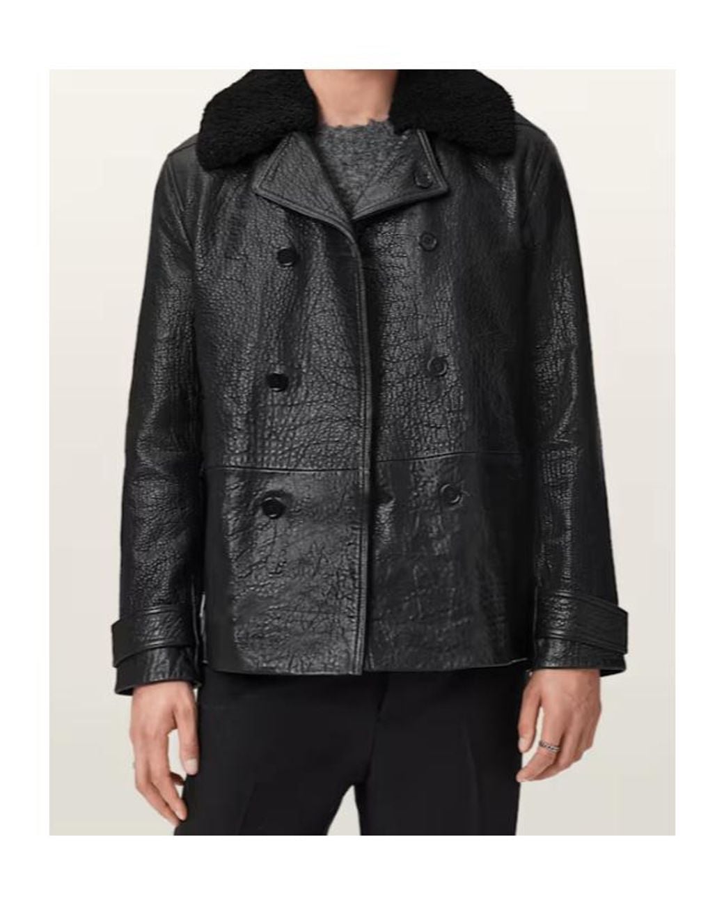 AllSaints Black Hamlet Leather Jacket for men