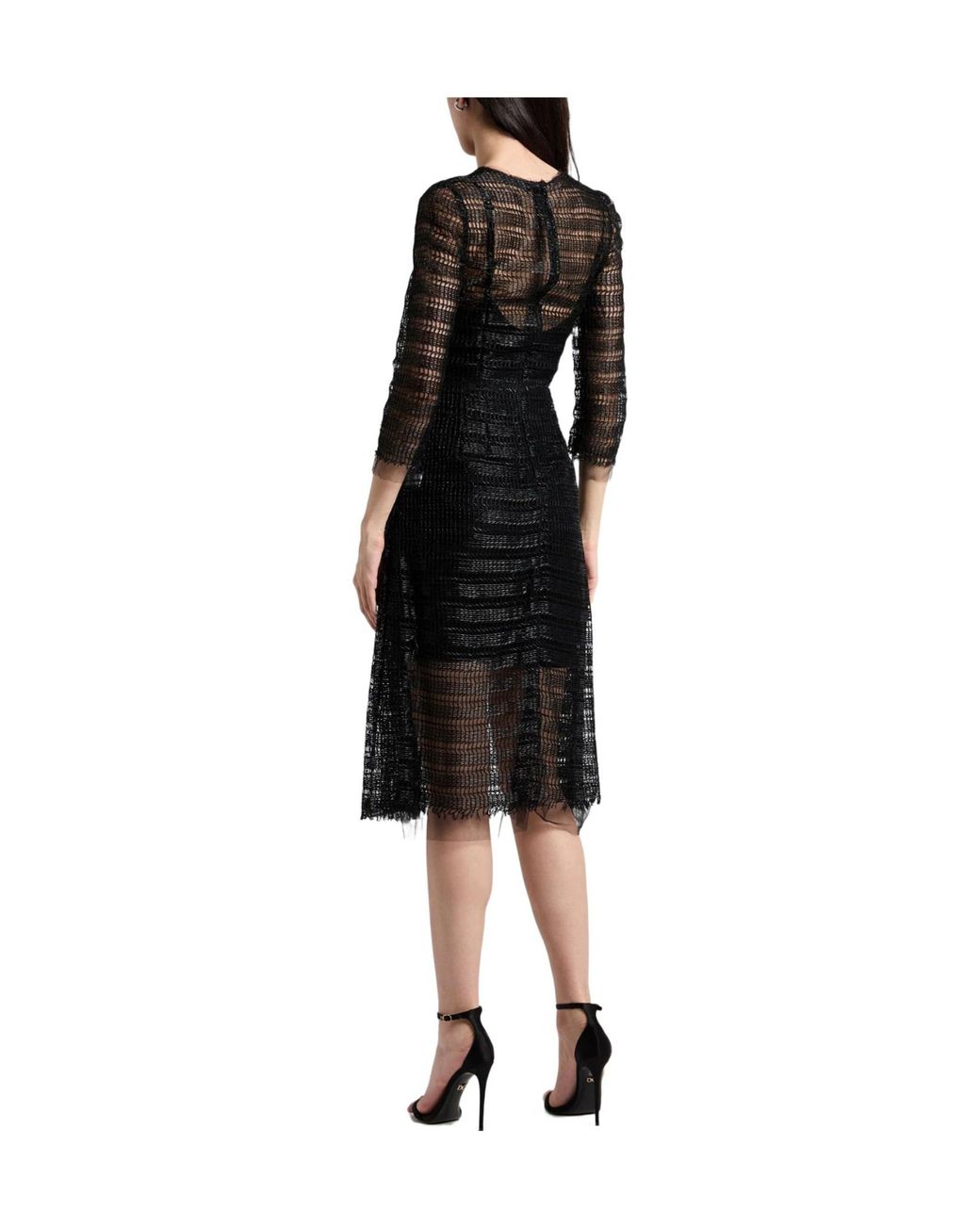 Dolce & Gabbana Gray Midi Dress Viscose, Polyamide