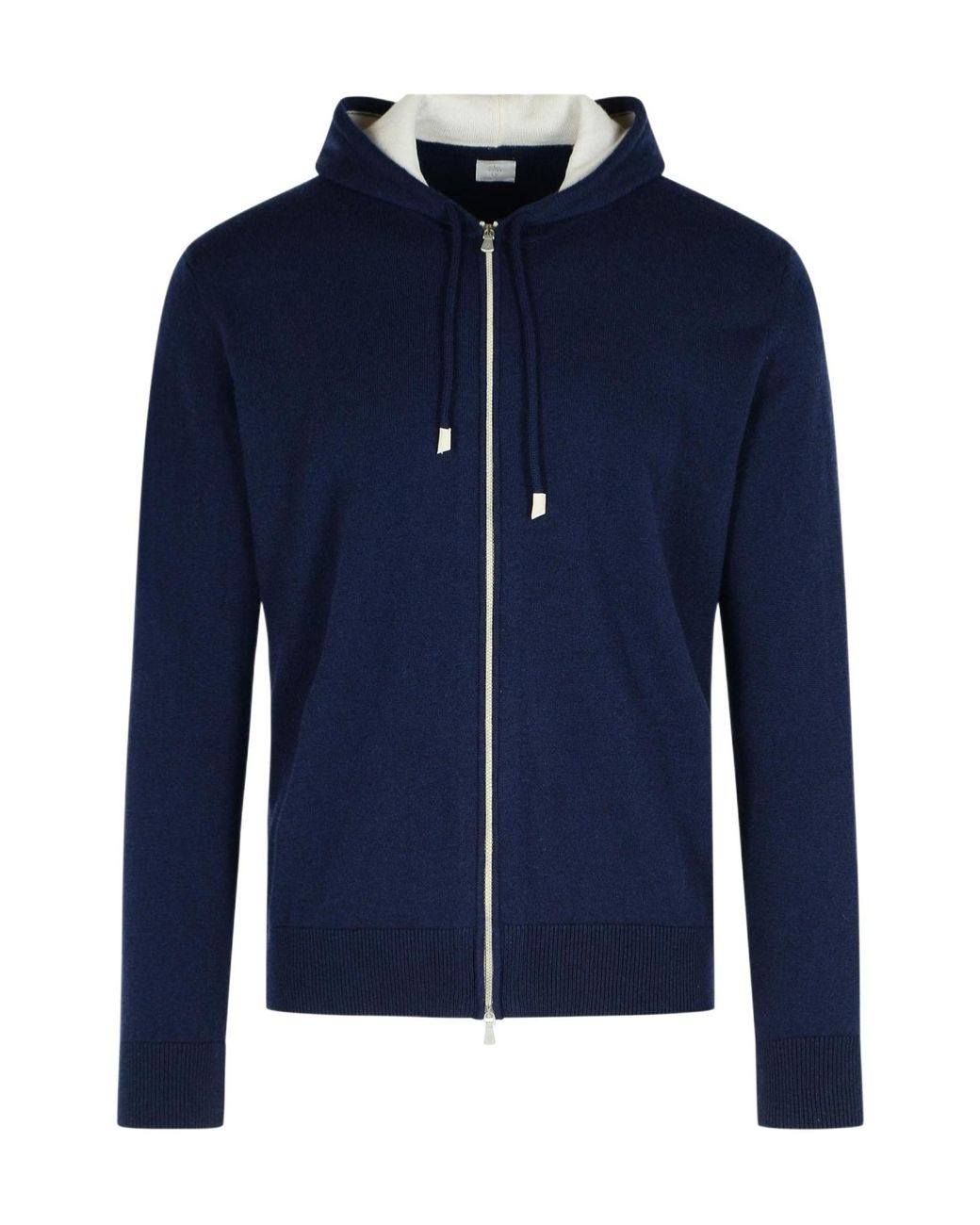 Eleventy Blue Zip-Up Knitted Hoodie for men