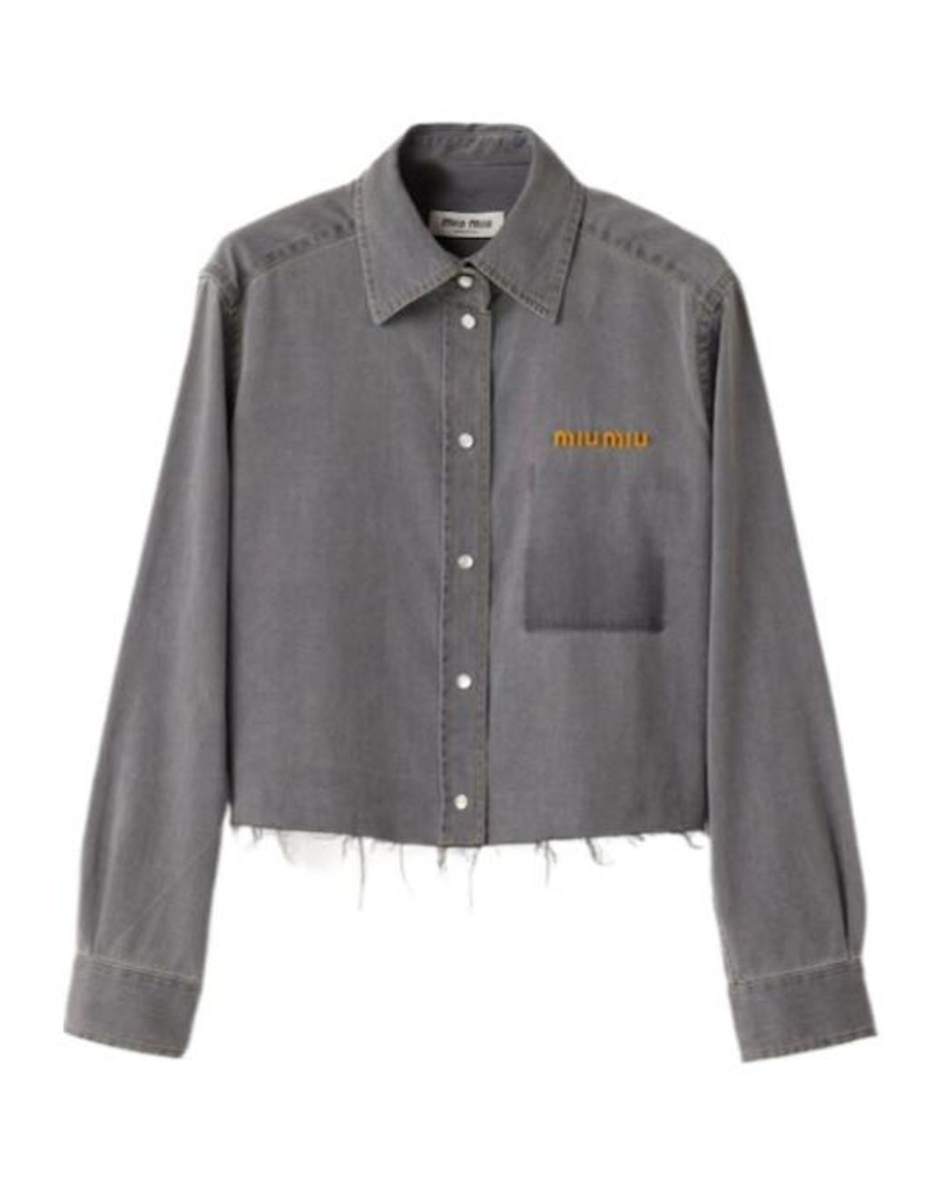 Miu Miu Gray Cropped Chambray Shirt