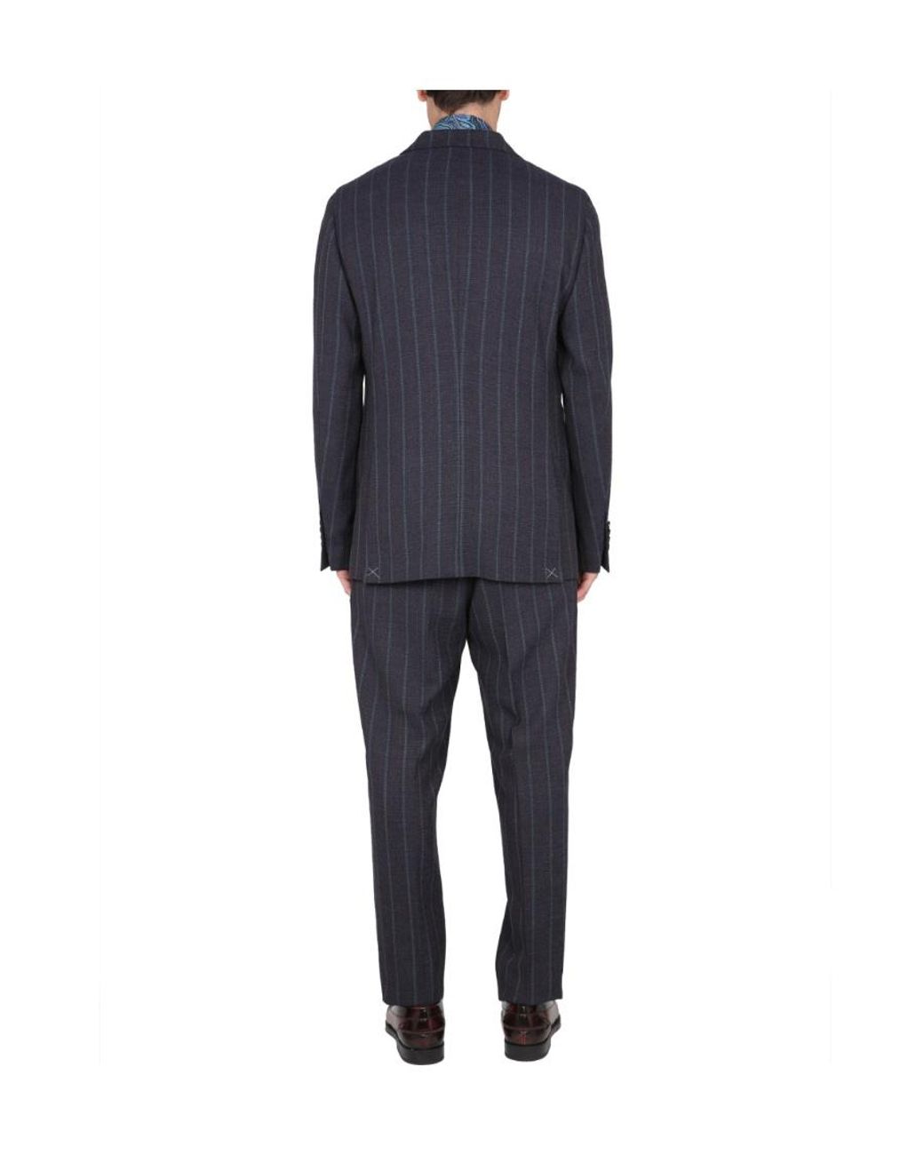 Etro Blue Pinstripe-Pattern Single Breasted Suit for men