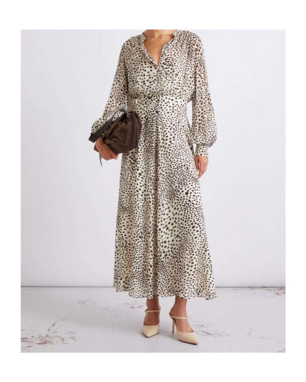 Marella Natural Long Printed Georgette Shirt Dress