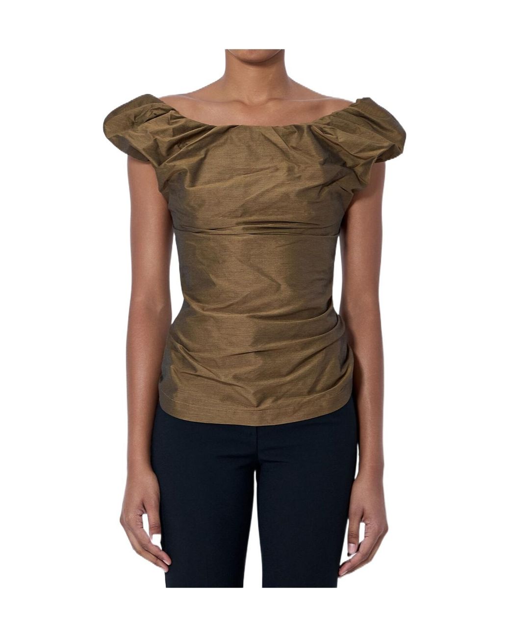Vivienne Westwood Brown Ginnie Ruched Off-Shoulder Top