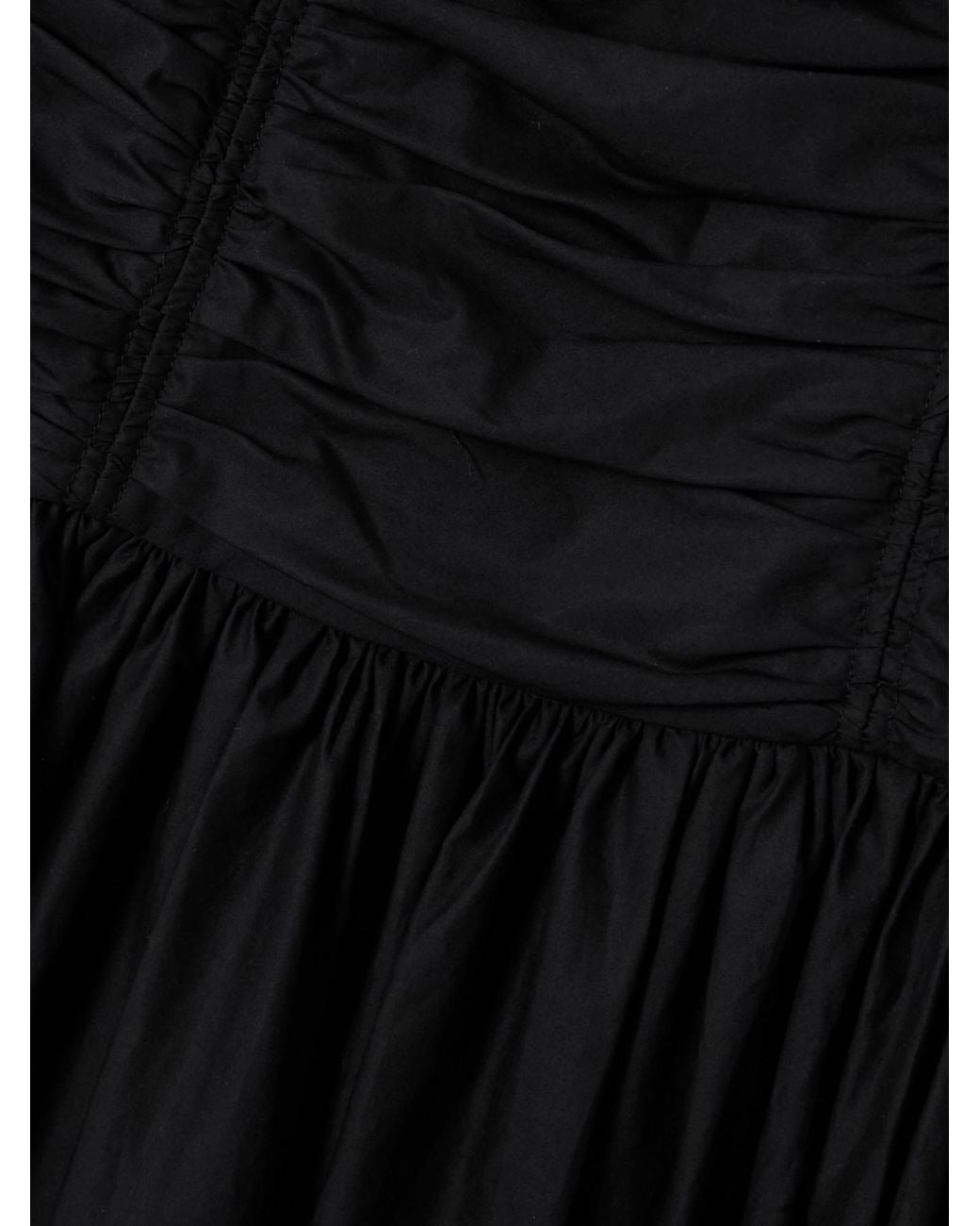 Matteau Black Strapless Ruched Organic Cotton-Poplin Midi Dress