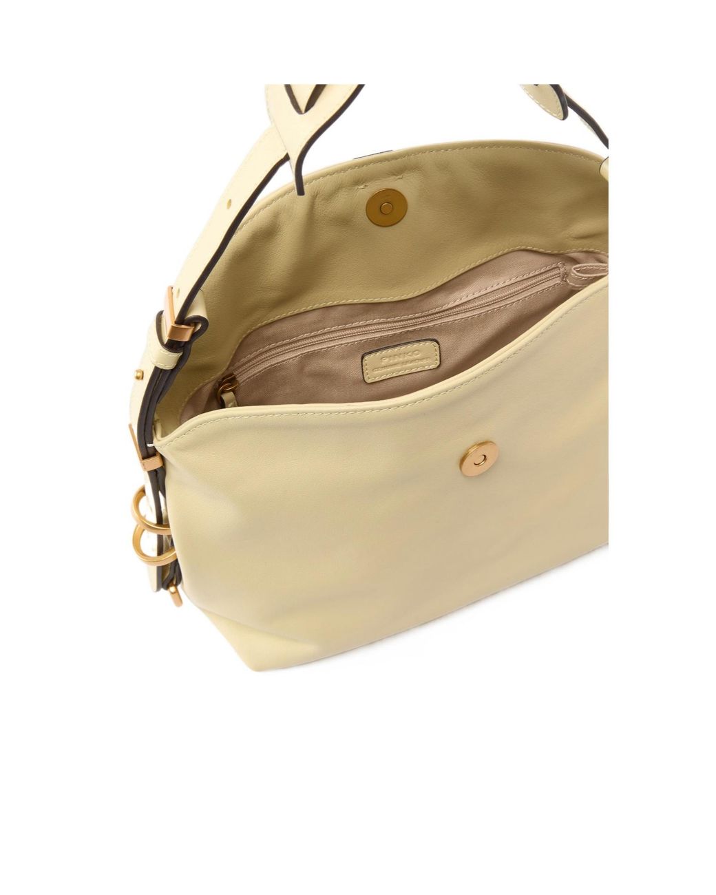 Pinko Natural Saddle Bag Baguette Small Leather Shoulder Bag