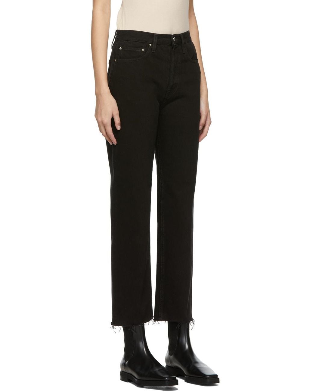 Totême Black Cropped Straight-Leg Jeans