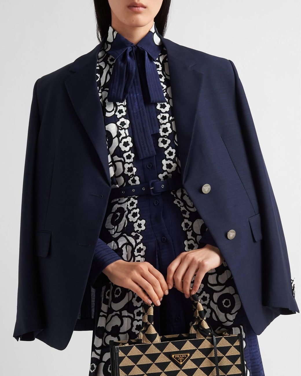 Prada Blue Single-Breasted Tailored Blazer