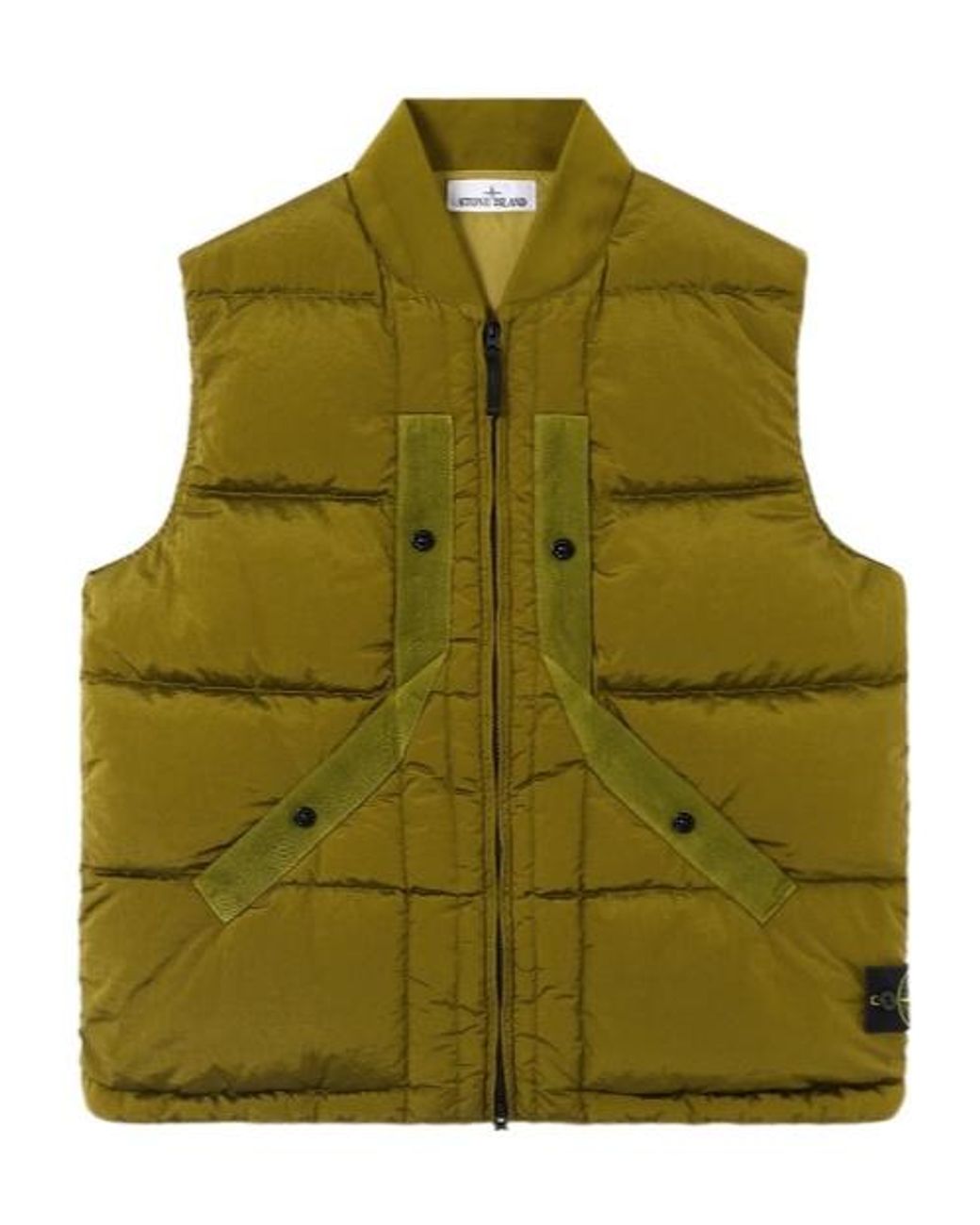 Stone Island Green Zipped Quilted Vest for men