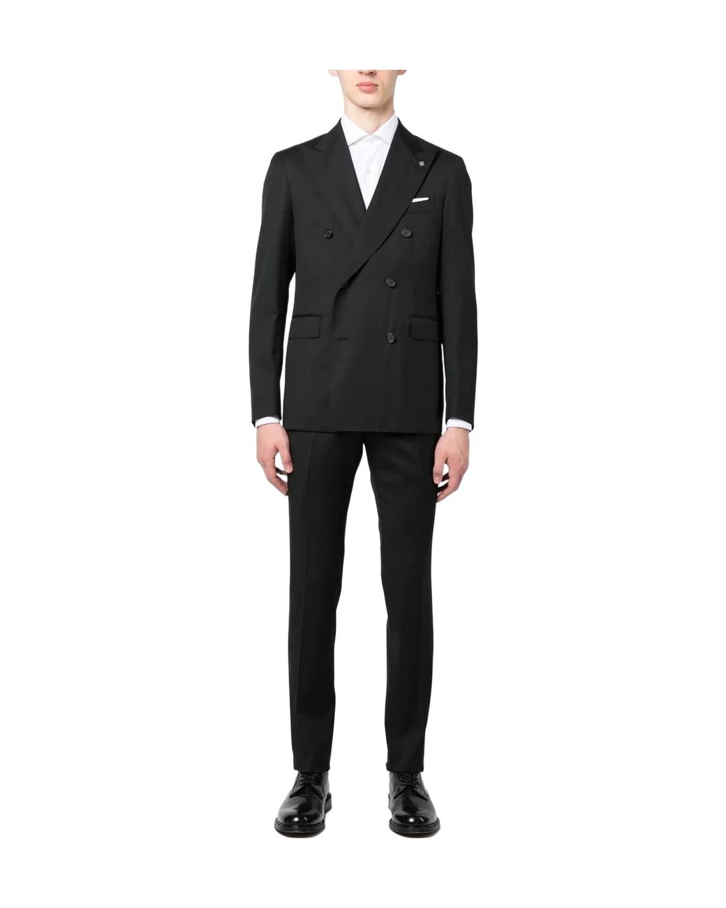 Tagliatore Black Double-Breasted Two-Piece Suit Set for men