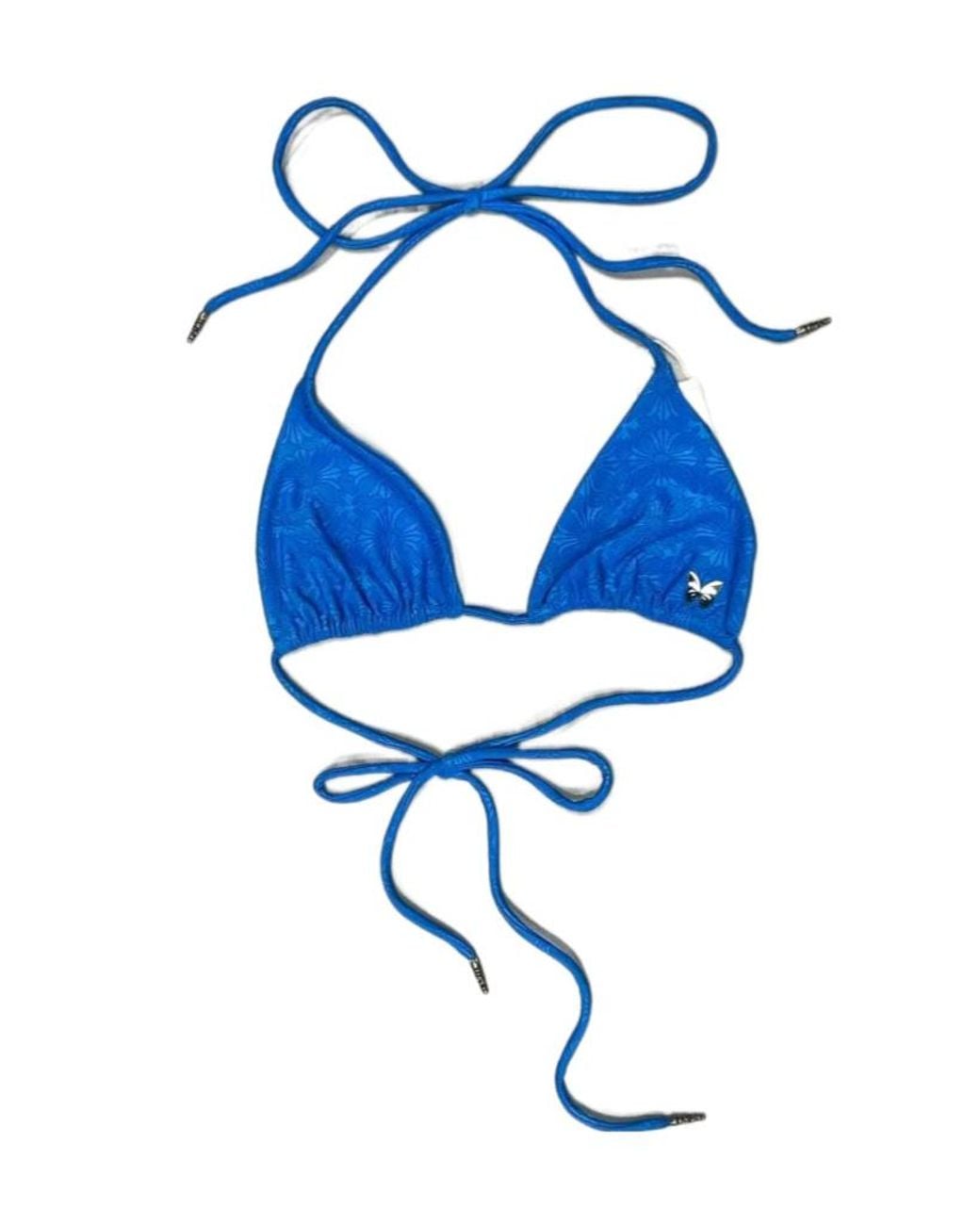 Chrome Hearts Dark-Patterned Lace-Up Bikini Top in Blue | Lyst