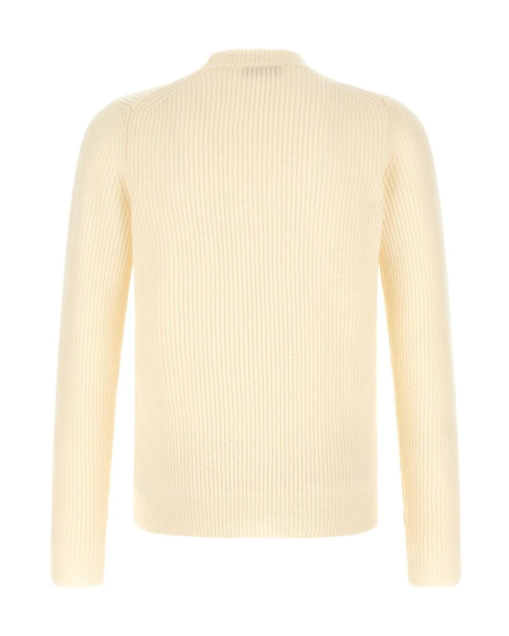 Zanone White Ribbed Mock-Neck Knitted Sweater for men