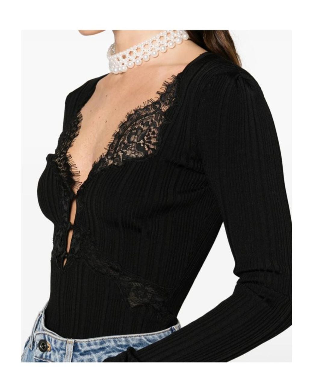 Self-Portrait Black V-Neck Knitwear