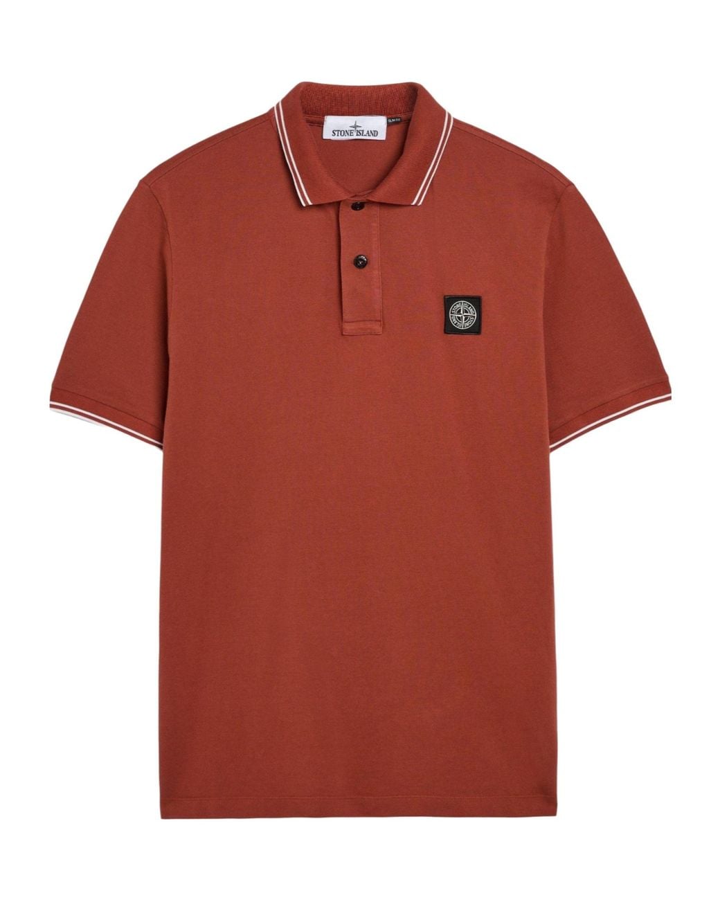 Stone Island Red Cotton Slim-Fit Polo Shirt for men