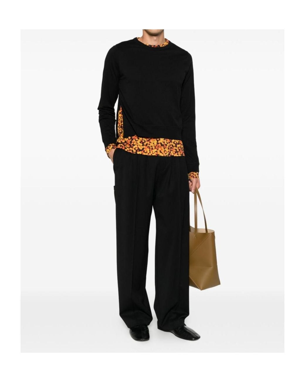 Dries Van Noten Black Long-Sleeve T-Shirt for men