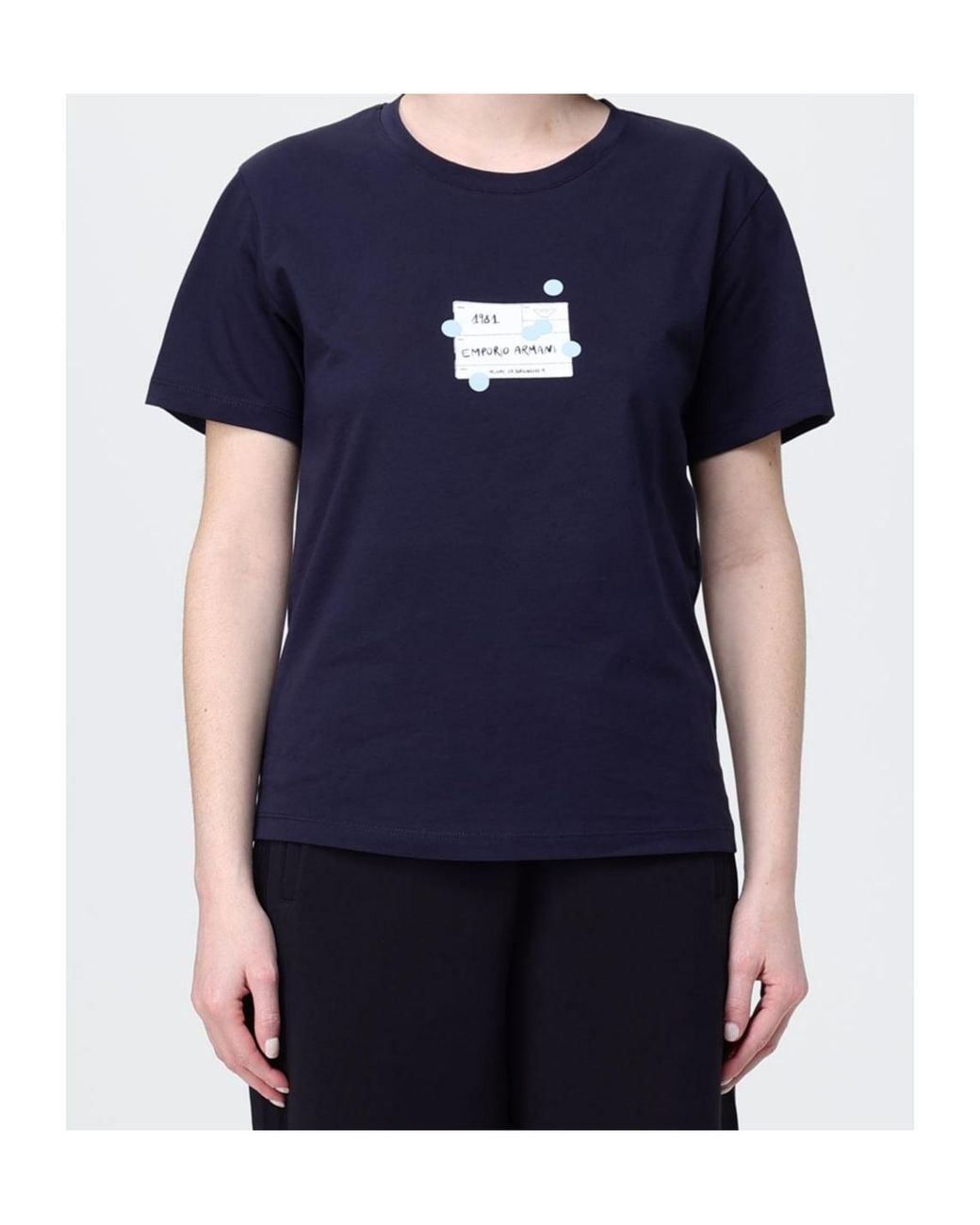 Emporio Armani Blue Graphic Patterned Crewneck T-Shirt