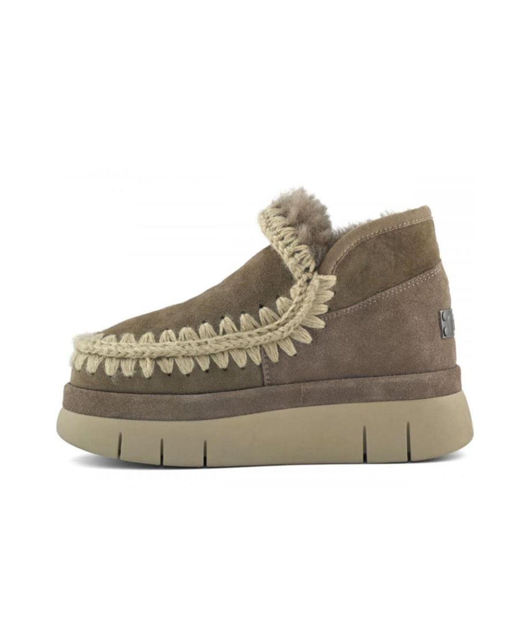 Mou Natural Shearling Trim Platform Boots