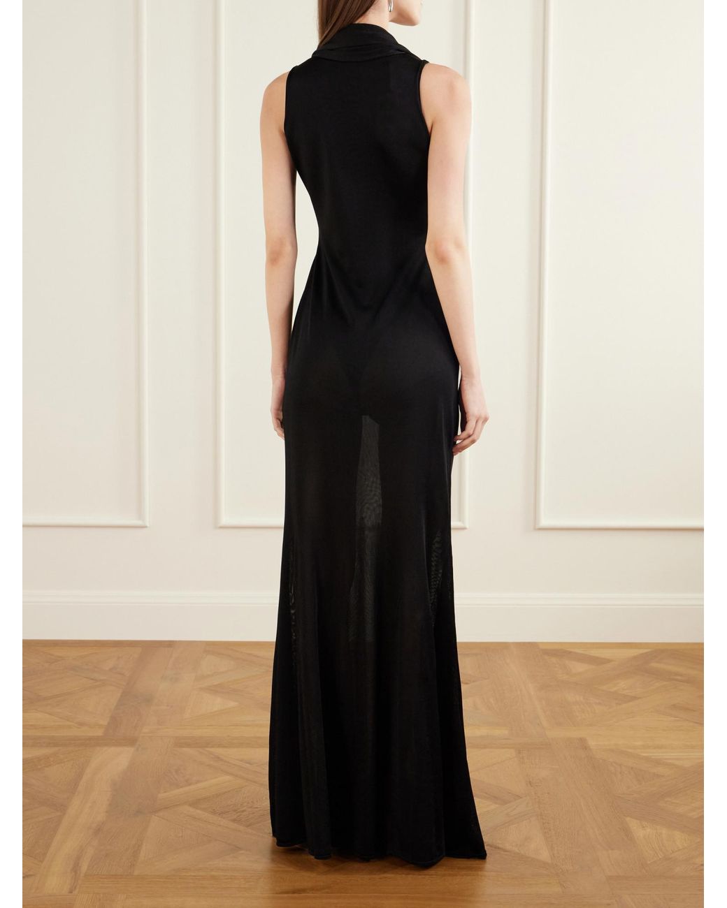 Brandon Maxwell Black The Siena Scarf-Detailed Stretch-Jersey Gown