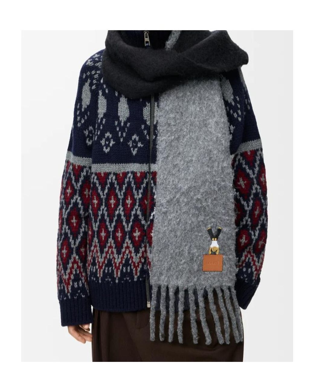 Loewe Multicolor Acrobat Embroidered Fringed Scarf for men