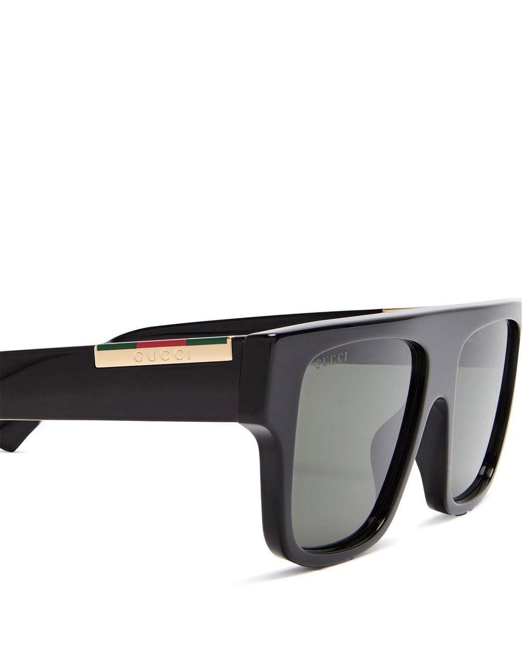 Gucci Gray Flat-Top Rectangular Sunglasses for men