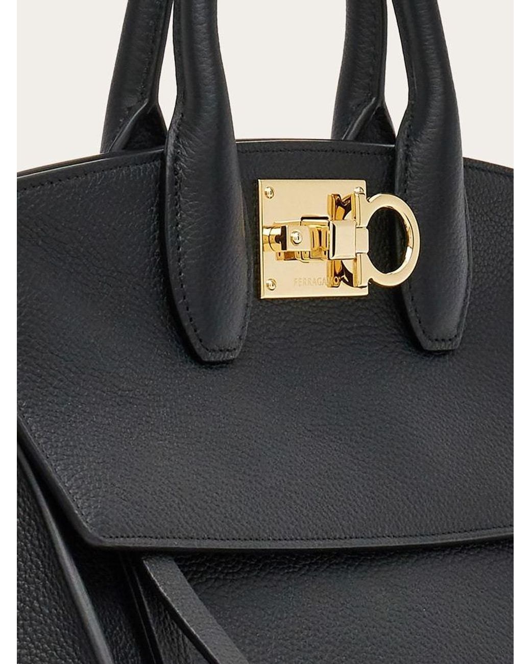 Ferragamo Black Ferragamo Studio Gancini Tote Bag