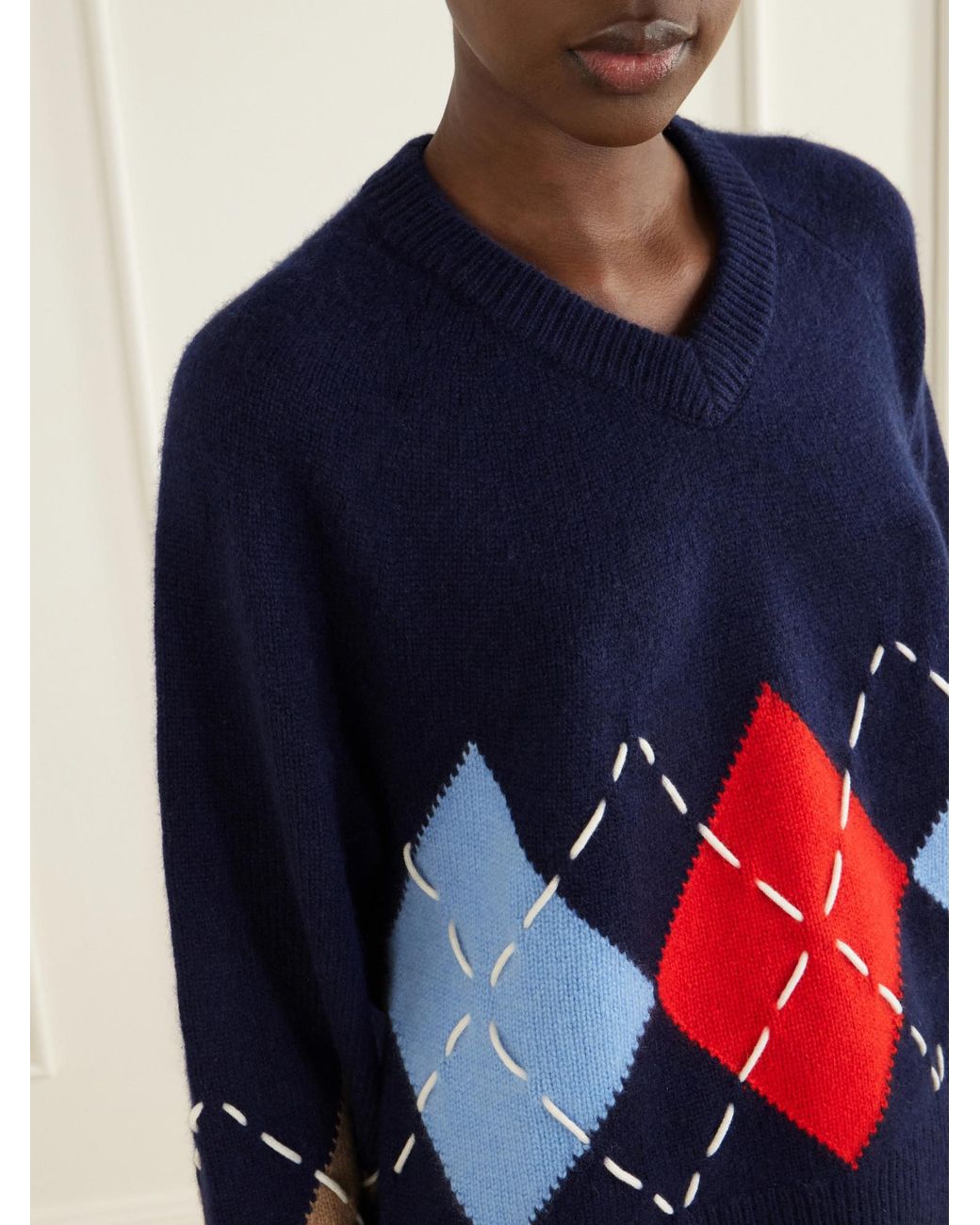 arch4 Blue Argyle Cashmere Sweater