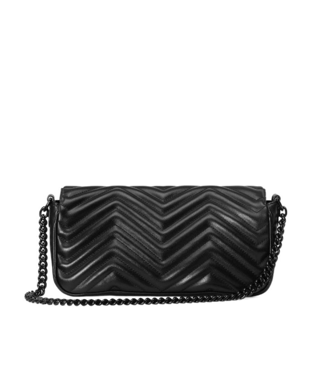Gucci Black Gg Marmont Chain Linked Shoulder Bag