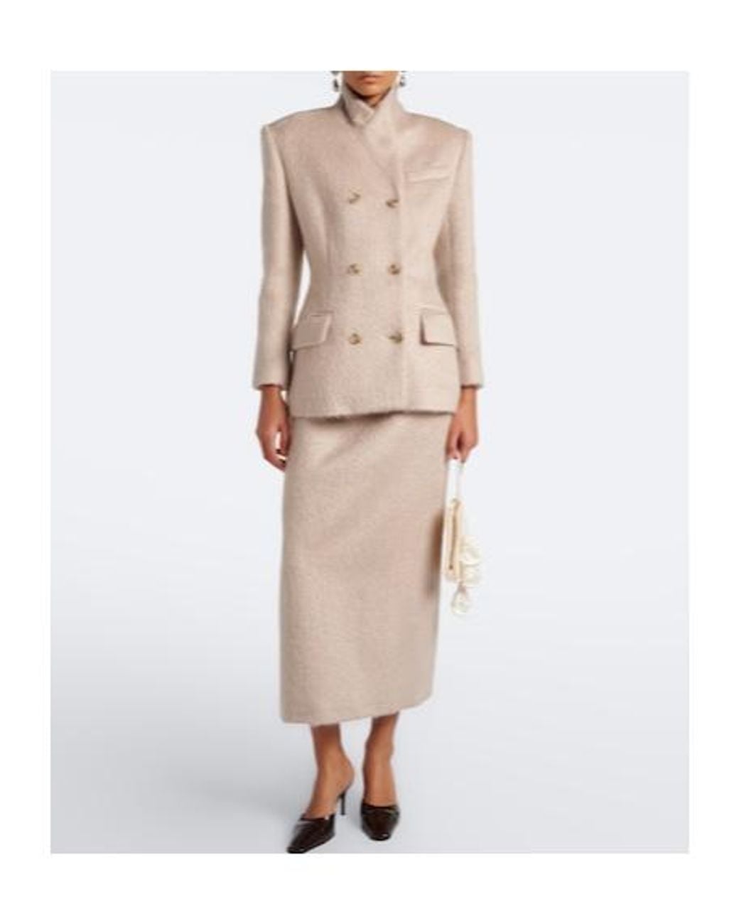 Magda Butrym Natural Double-Breasted Wool-Blend Blazer