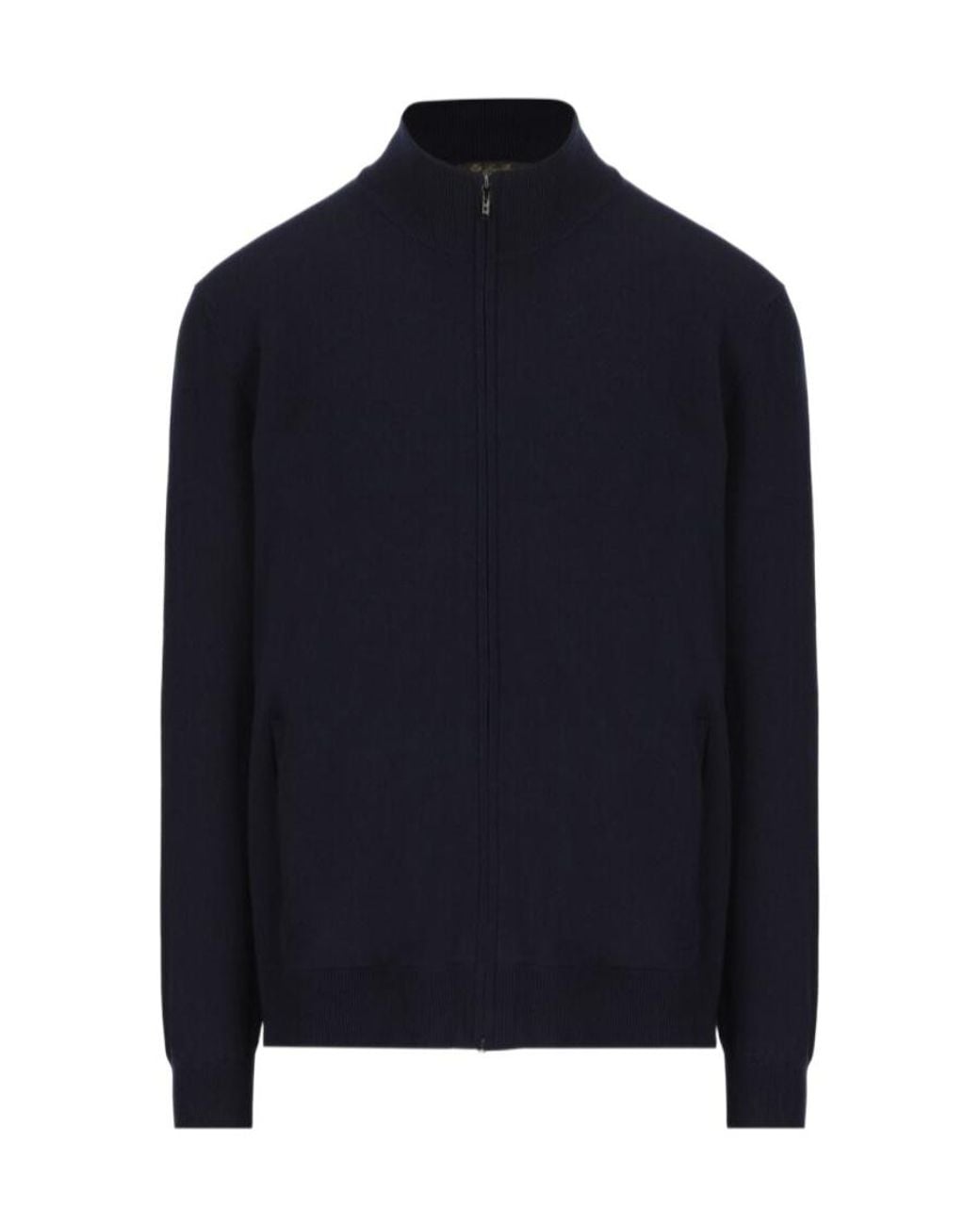 Loro Piana Blue High Neck Zipped Jacket for men