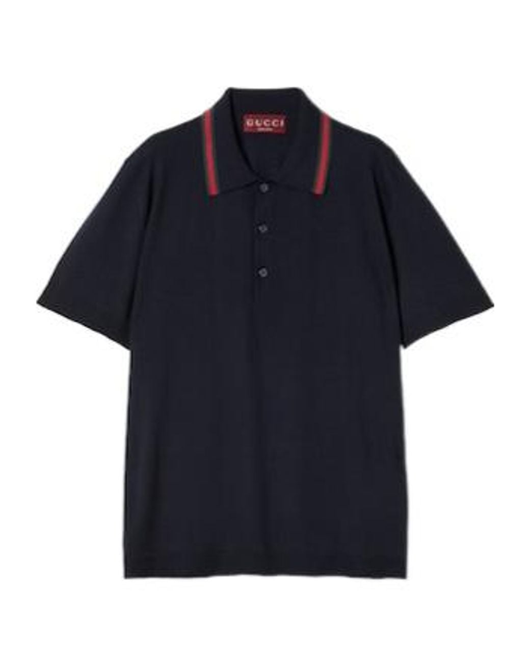 Gucci Blue Wool Knit Polo Shirt With Web Detail for men