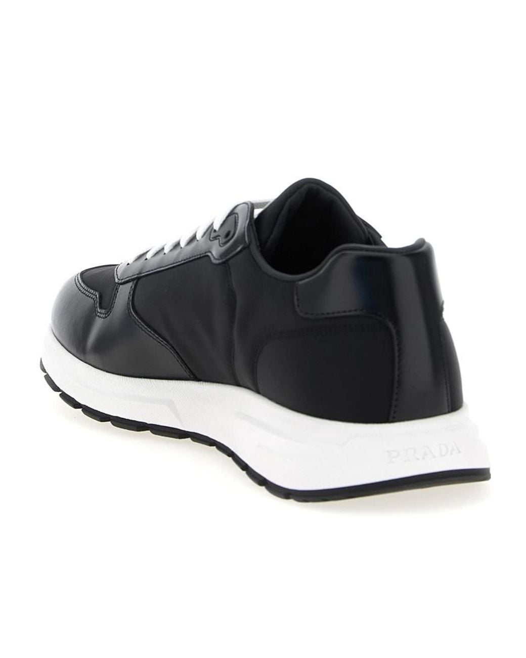 Prada Black Logo Plaque Low-Top Sneakers for men