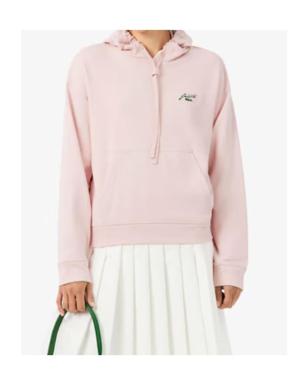 Lacoste Pink Badge Accent Fleece Hoodie