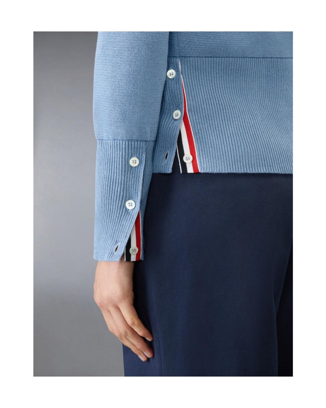 Thom Browne Blue 4-Bar Milano V-Neck Cardigan