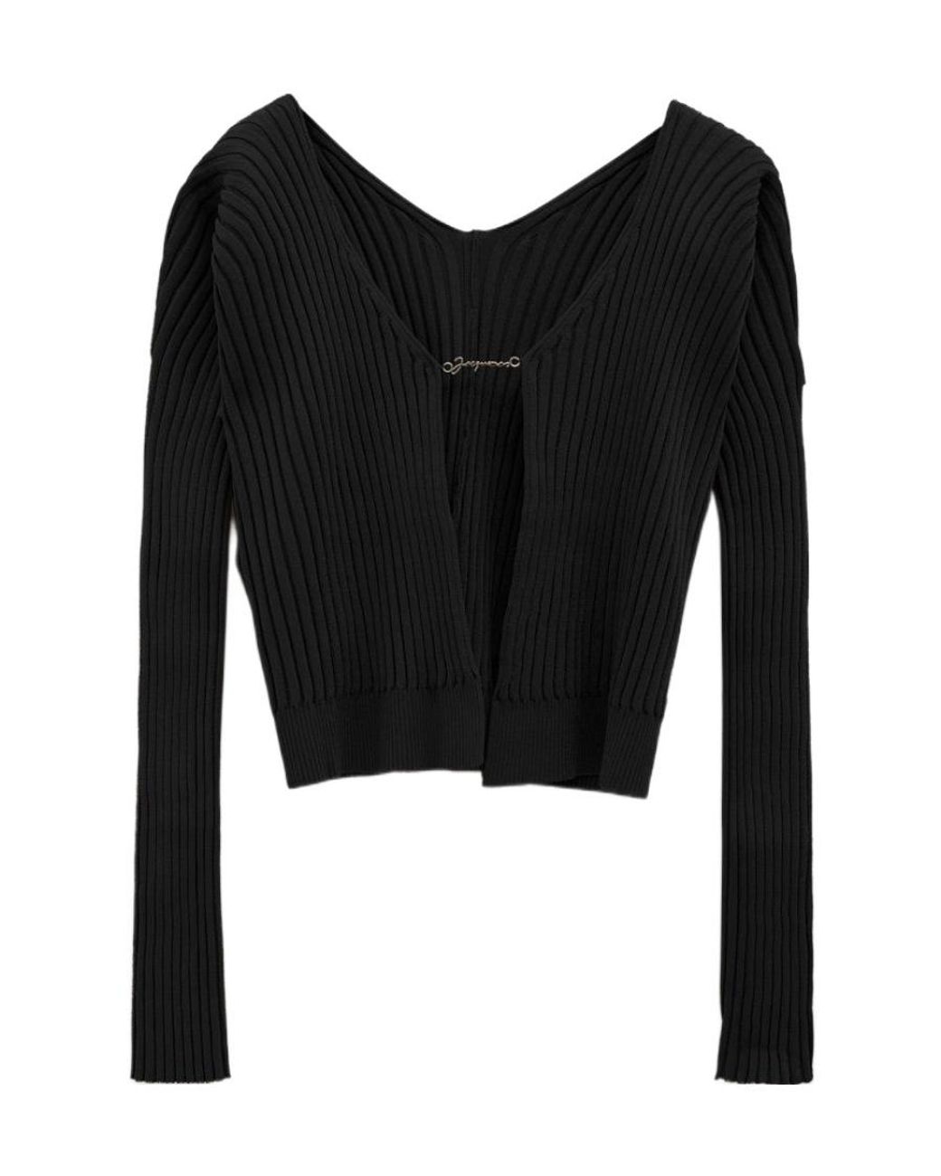 Jacquemus Black Logo Plaque Long-Sleeved Cardigan