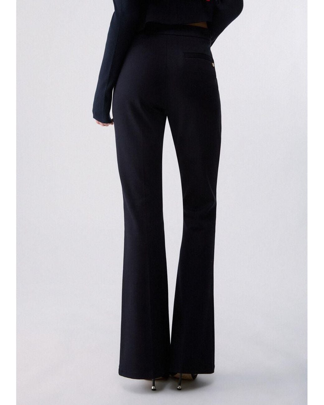 Liu Jo Blue Button-Detail Flared Pants