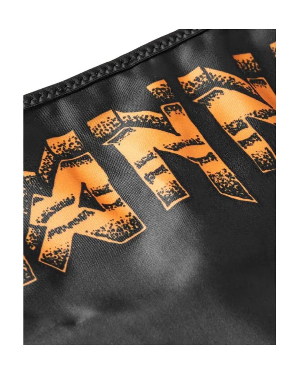 Ganni Black Logo Printed Bikini Top