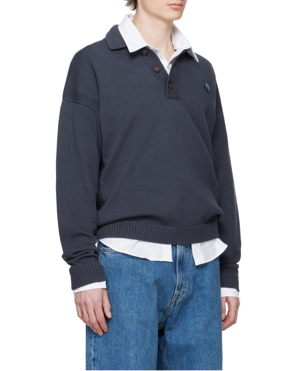 Maison Kitsuné Blue Maison Kitsuné Bold Fox Head Patch Comfort Polo Shirt for men