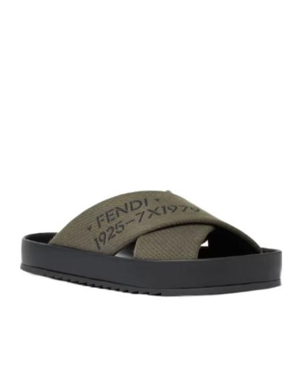 Fendi Brown Double Slide Cross-Strap Slides for men