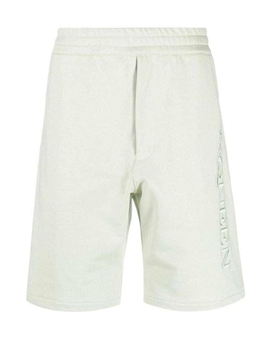 McQueen White Logo Embroidered Bermuda Shorts for men