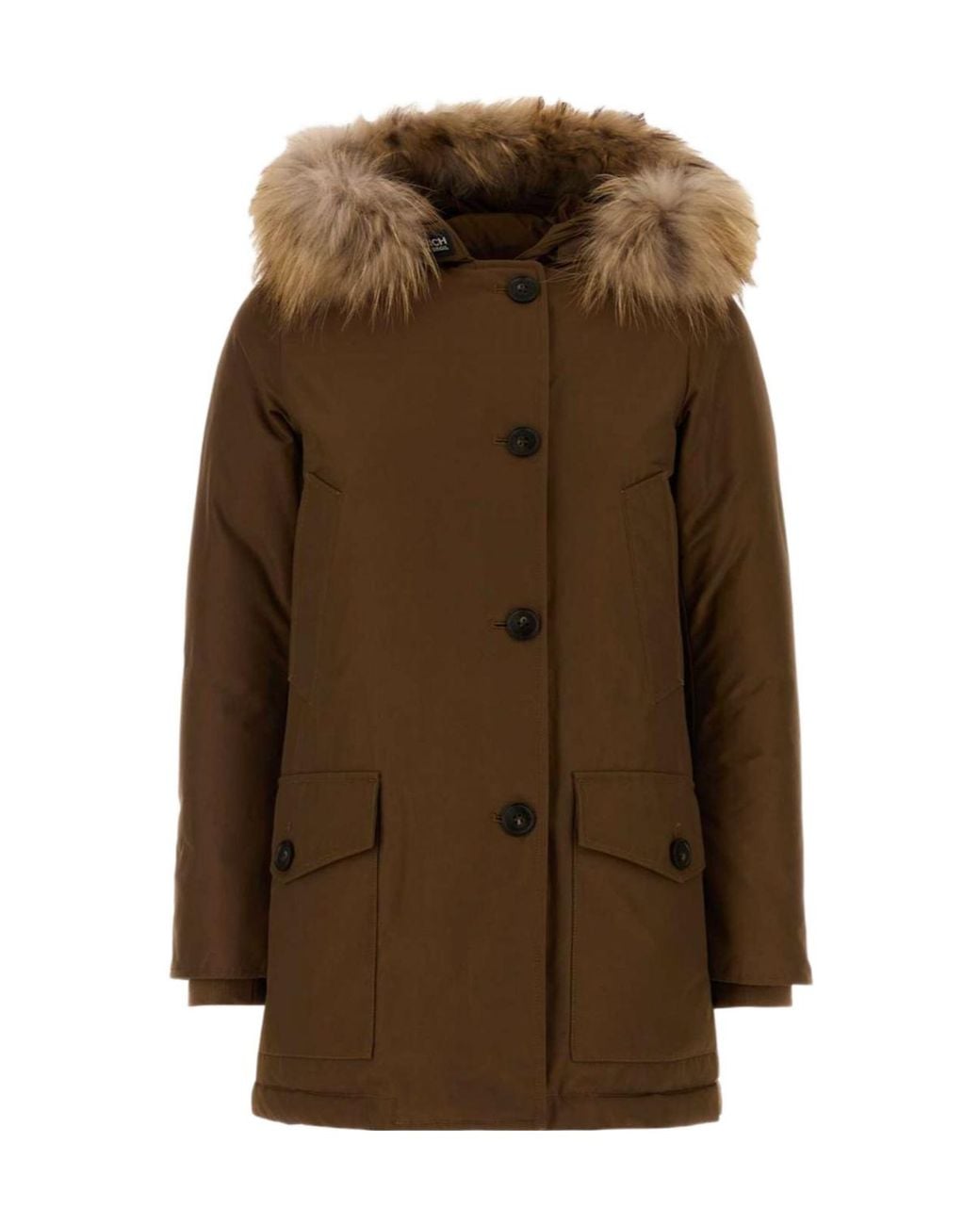 Woolrich Brown Arctic Fur-Trim Down Jacket
