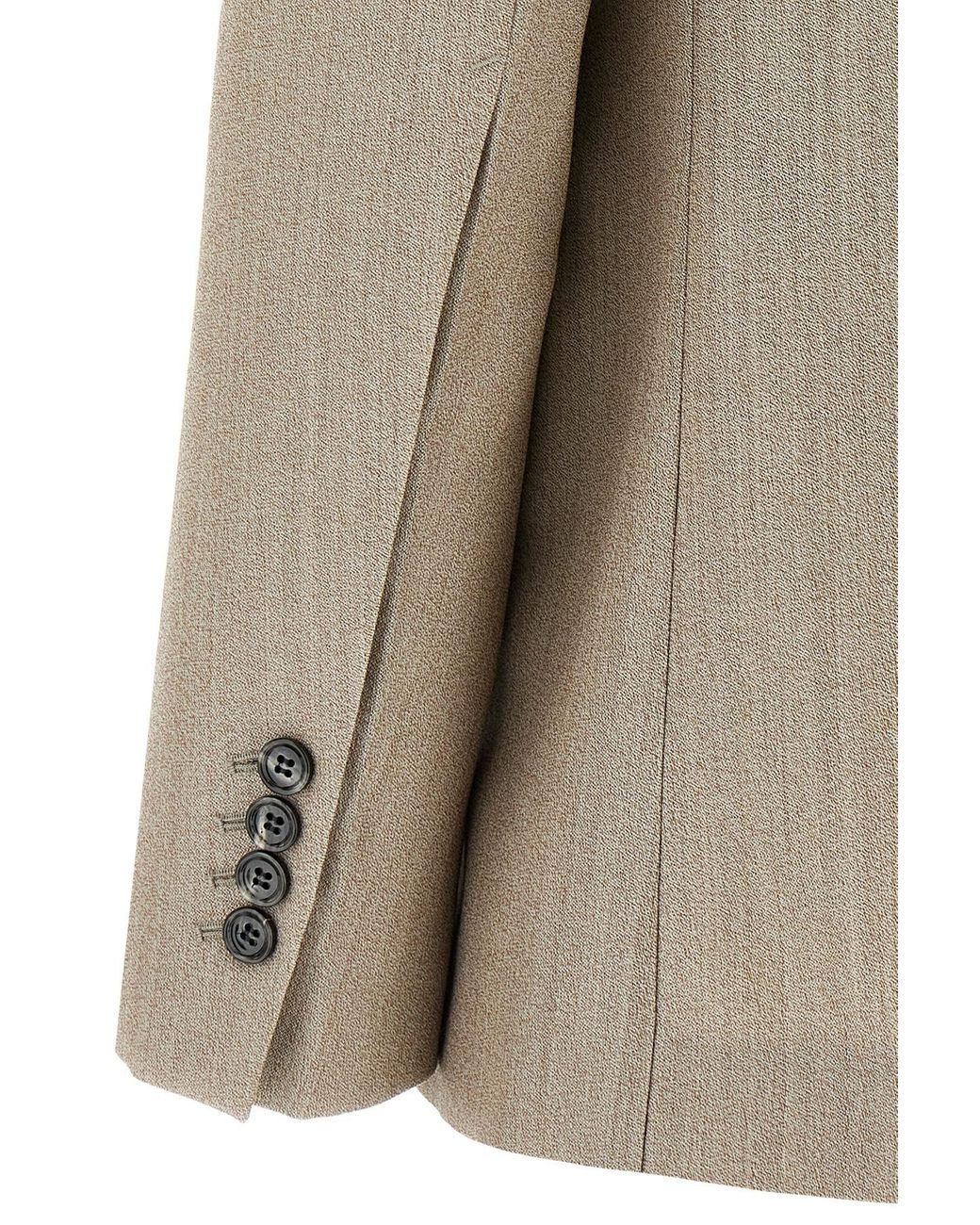 AMI Natural Double-Breasted Split Blazer