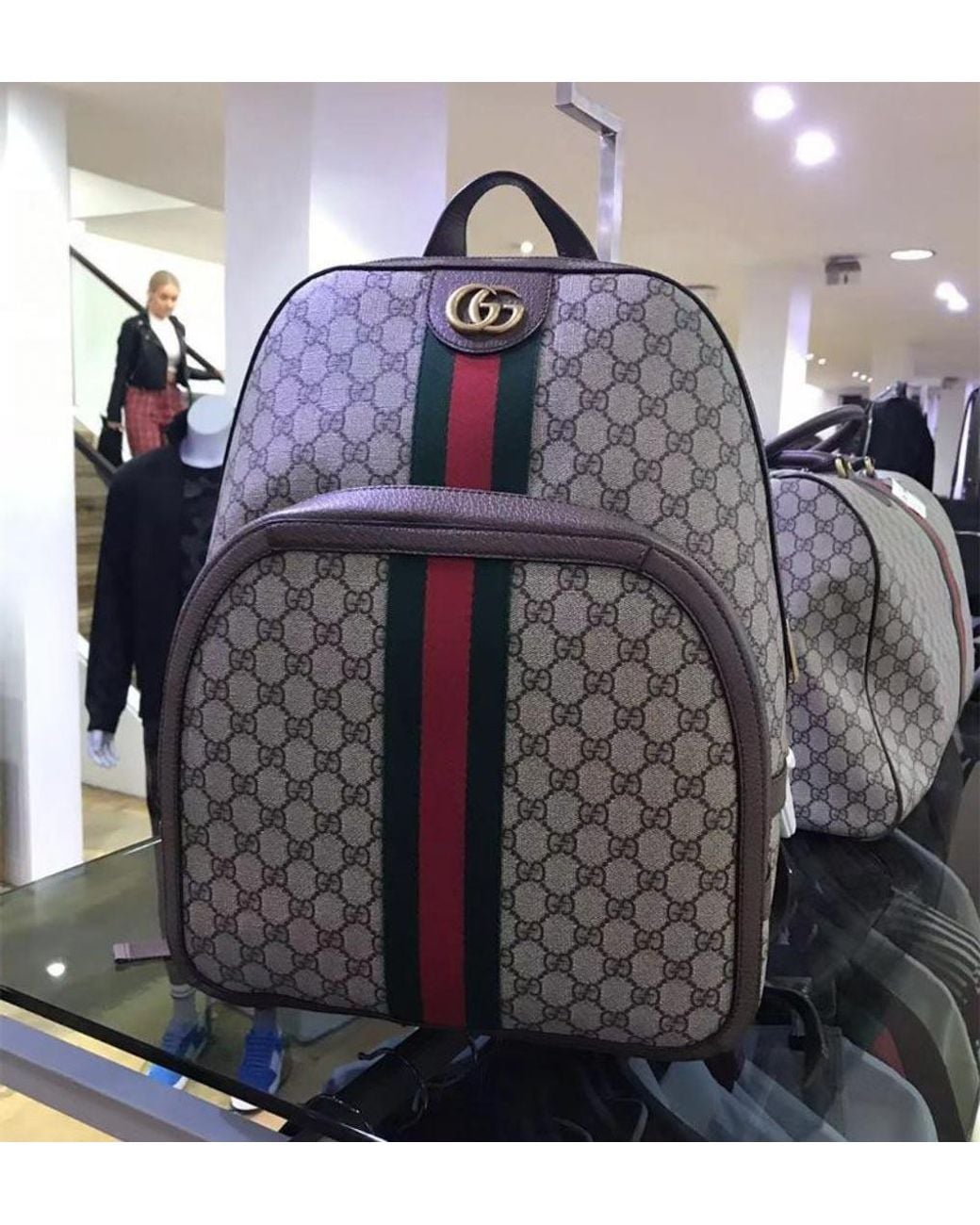Gucci Gray Ophidia Gg Medium Backpack for men