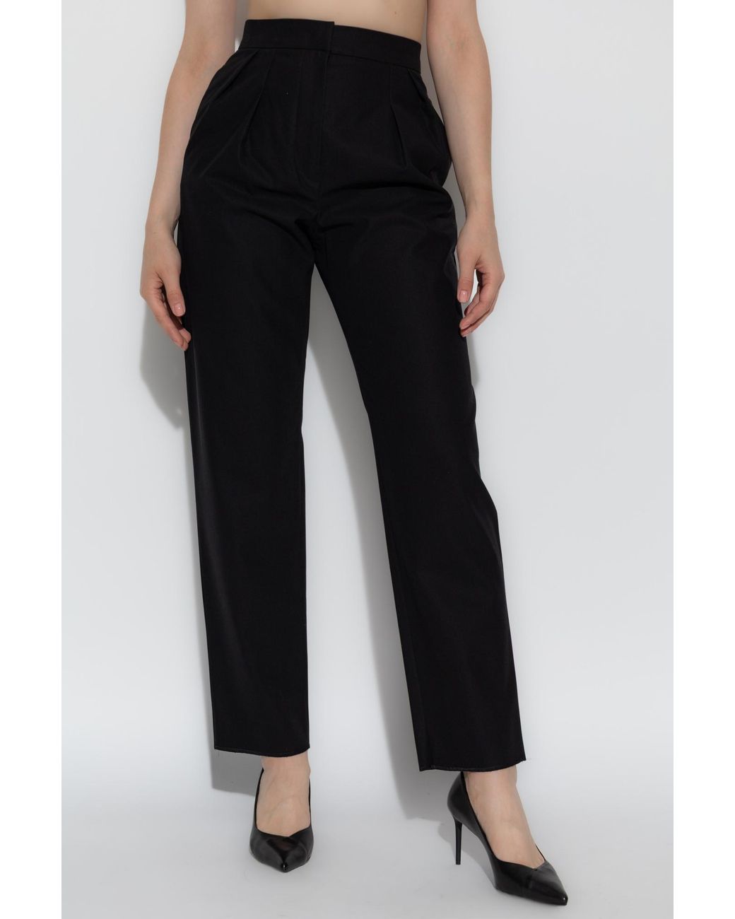 Max Mara Black Cotton Carrot-Fit Trousers