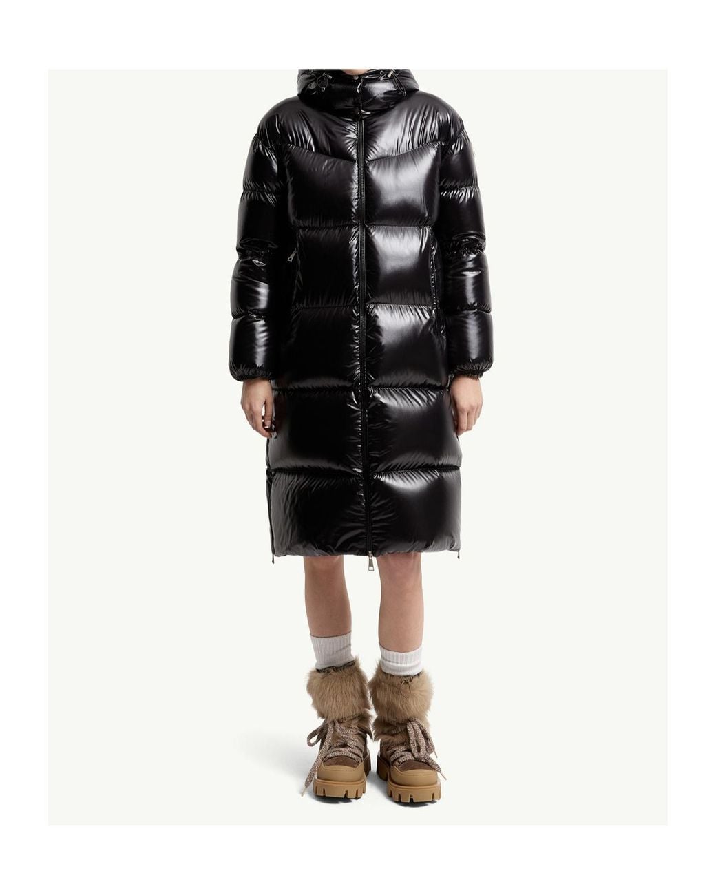 Moncler Black Harfang Hooded Long Padded Coat