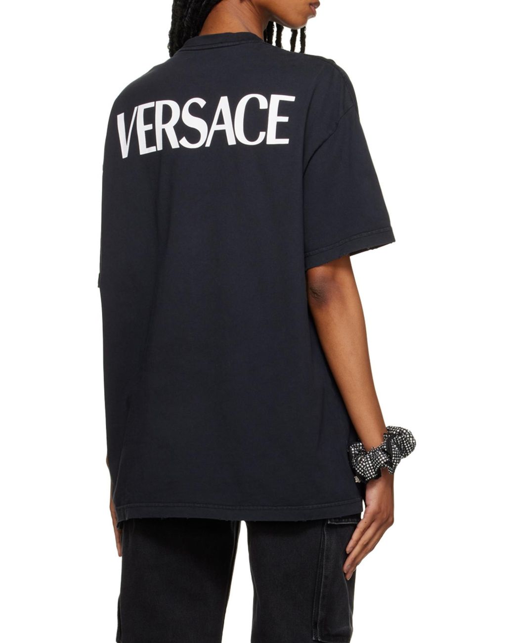 Versace Blue Logo Printed Crewneck T-Shirt