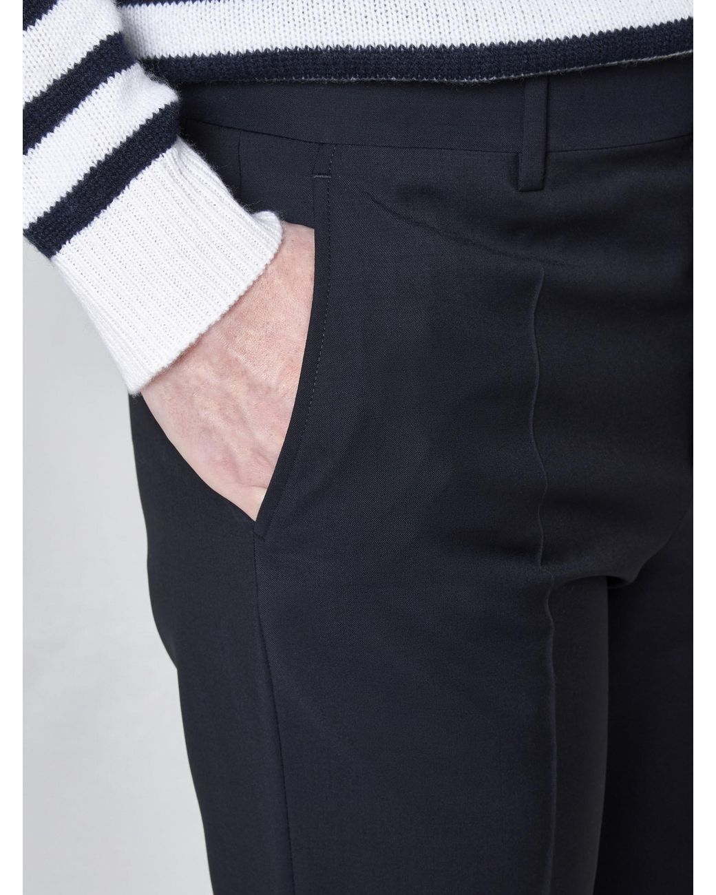 Valentino Blue Pleated Straight Leg Trousers for men