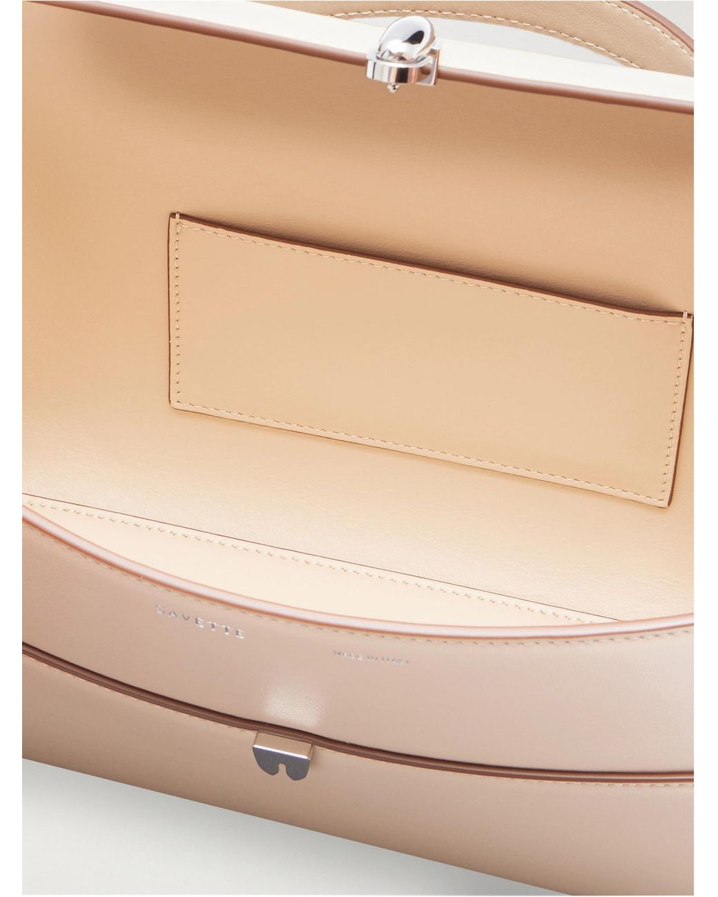 SAVETTE White Symmetry Trapeze Pochette Leather Tote